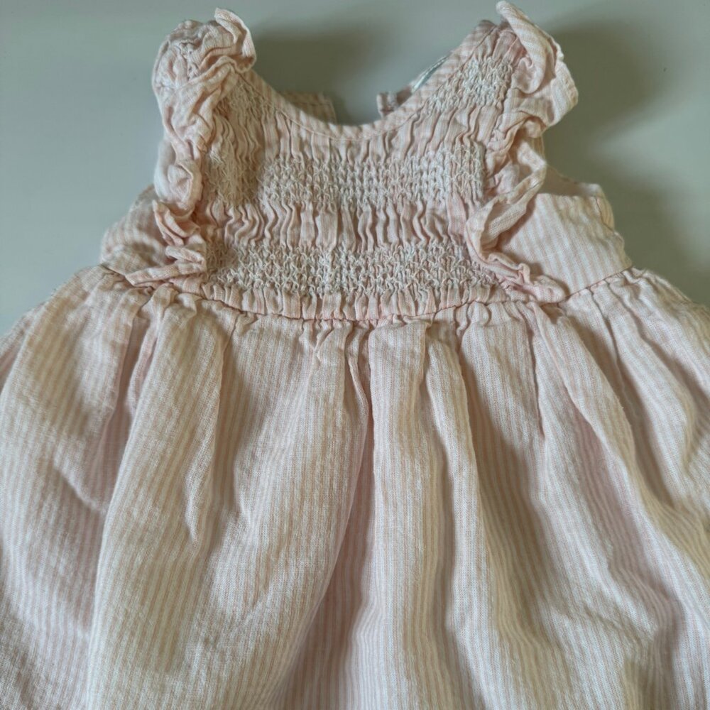 Edgehill Collection Sleeveless Smocked Round Neck Pink Dress 3 months